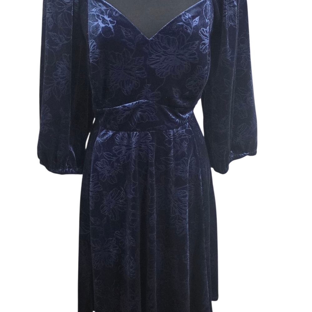 Torrid Blue Velvet Sweetheart Peplum Dress – Long Sleeve Pockets Size 18 image 4